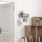 Entryway Mail Holder with Key Hooks, 11.0" L×2.6" W×5.1" H, Wall Mounted Matte Black Metal Wire Mesh Storage Basket with 5 Hooks, Easy to Organize Letters, Magazines, Keys, Leashes for Entryway